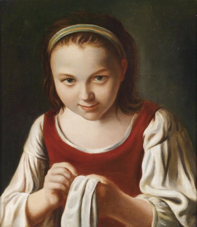 Uma menina de costura de Pietro Antonio Rotari